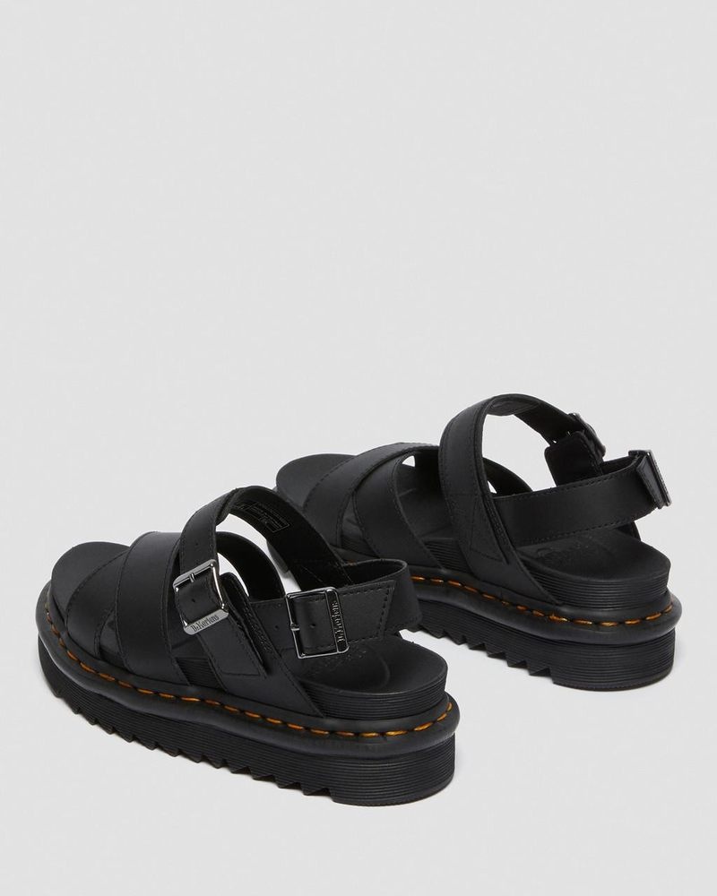 Sandalias de Plataforma Dr Martens Voss II - Cuero Correa Sandals (Hydro Cuero) Negras | KP29-K2HU