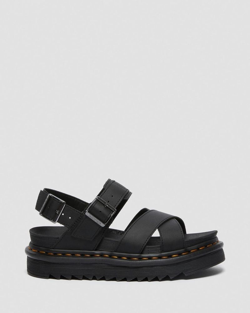 Sandalias de Plataforma Dr Martens Voss II - Cuero Correa Sandals (Hydro Cuero) Negras | KP29-K2HU