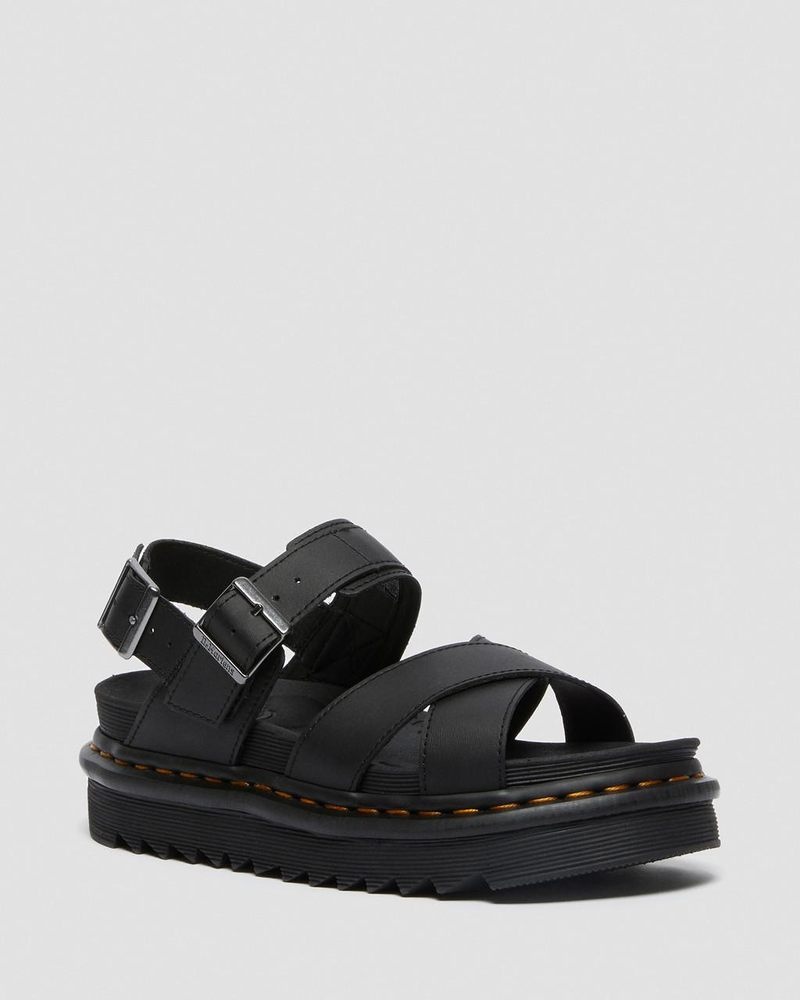 Sandalias de Plataforma Dr Martens Voss II - Cuero Correa Sandals (Hydro Cuero) Negras | KP29-K2HU