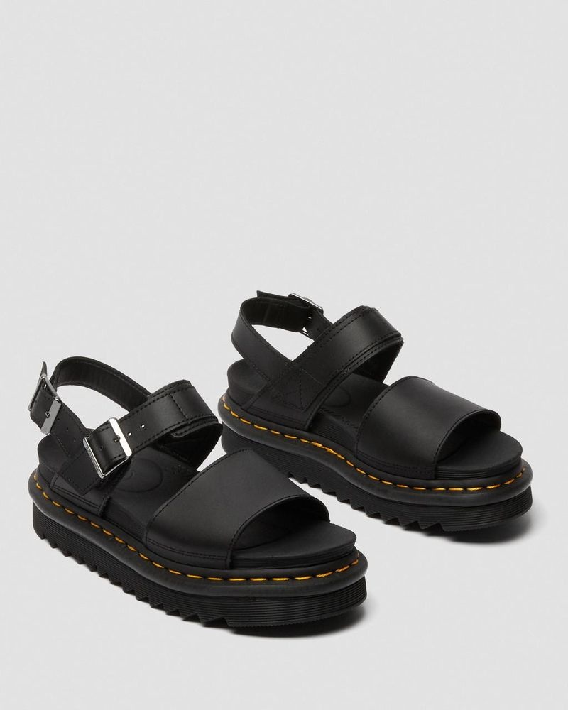 Sandalias de Plataforma Dr Martens Voss - Cuero Correa Sandals (Hydro Cuero) Negras Negras | BC61-F7YO