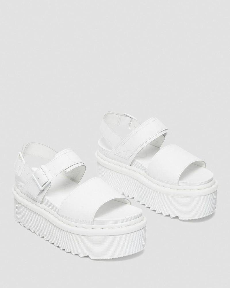 Sandalias de Plataforma Dr Martens Voss Mono Cuero Plataforma Correa Sandals (Hydro Cuero) Blancas | ND23-K6XC