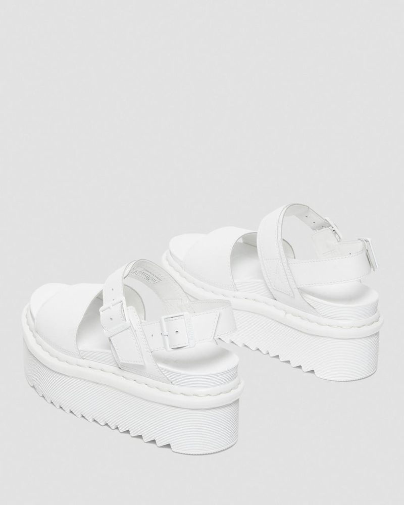 Sandalias de Plataforma Dr Martens Voss Mono Cuero Plataforma Correa Sandals (Hydro Cuero) Blancas | ND23-K6XC