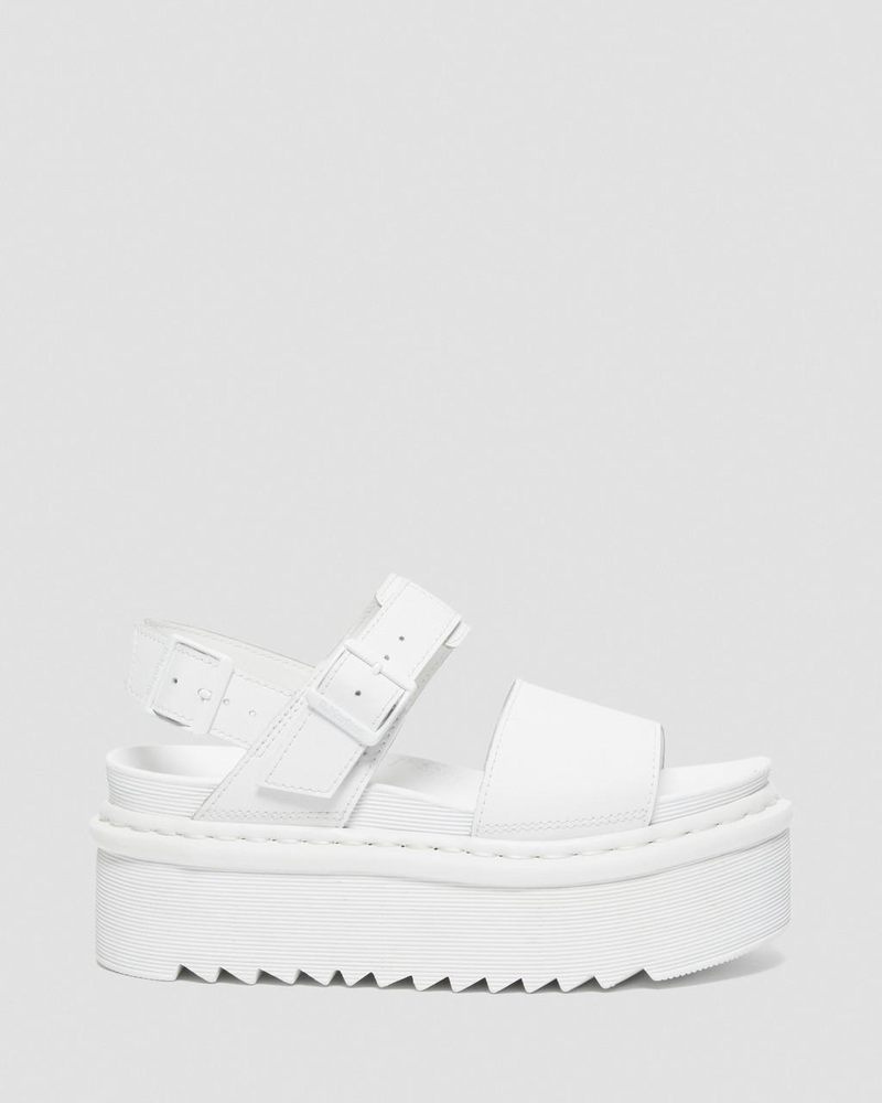 Sandalias de Plataforma Dr Martens Voss Mono Cuero Plataforma Correa Sandals (Hydro Cuero) Blancas | ND23-K6XC