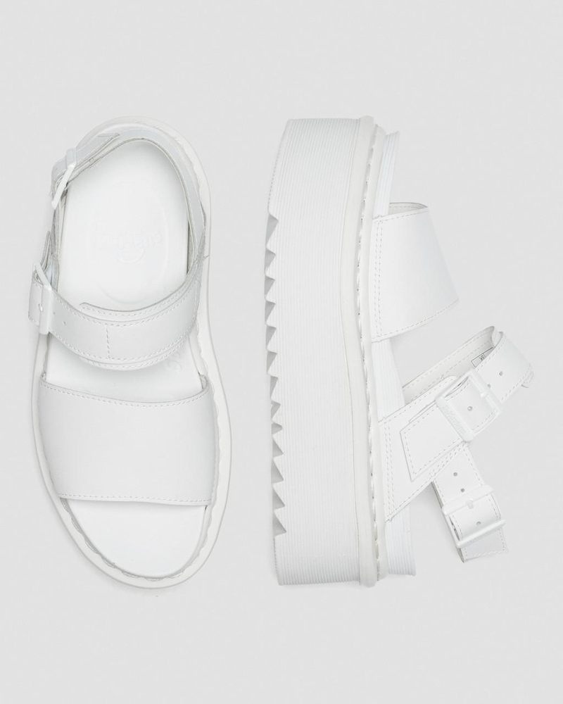 Sandalias de Plataforma Dr Martens Voss Mono Cuero Plataforma Correa Sandals (Hydro Cuero) Blancas | ND23-K6XC