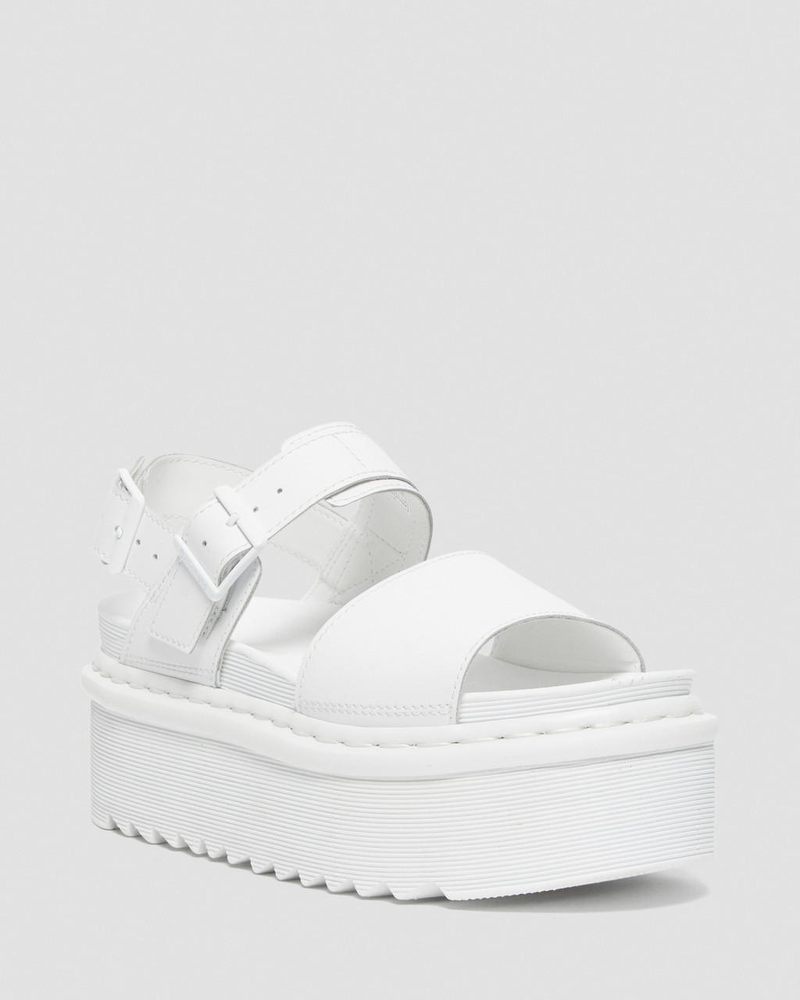 Sandalias de Plataforma Dr Martens Voss Mono Cuero Plataforma Correa Sandals (Hydro Cuero) Blancas | ND23-K6XC