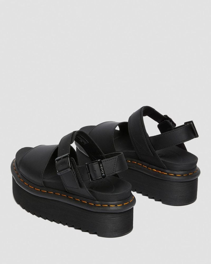 Sandalias de Plataforma Dr Martens Voss - Cuero Correa Plataforma Sandals (Hydro Cuero) Negras | UQ92-O0AY