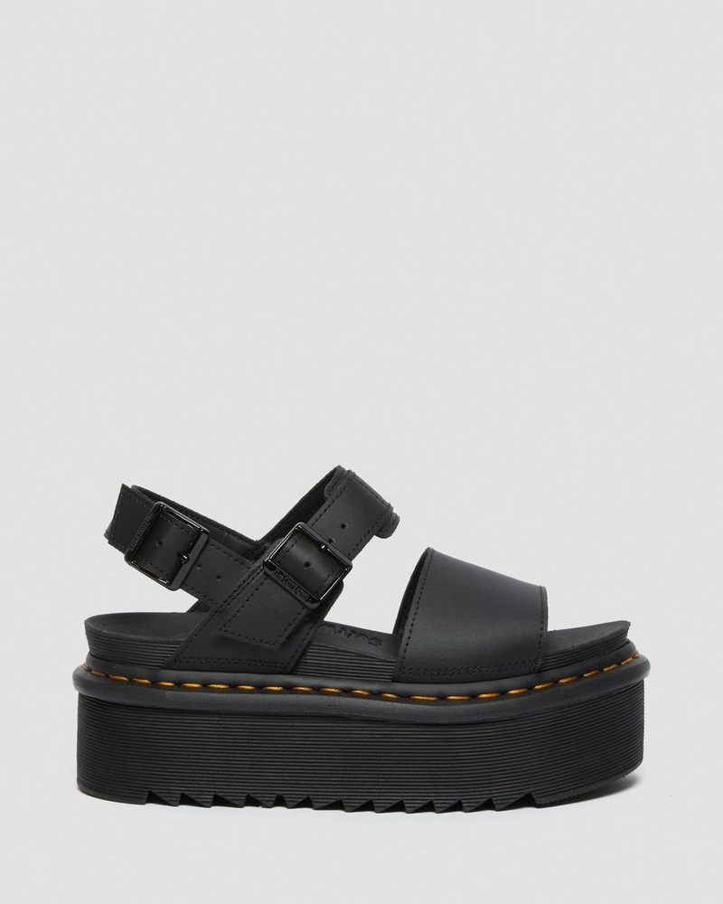 Sandalias de Plataforma Dr Martens Voss - Cuero Correa Plataforma Sandals (Hydro Cuero) Negras | UQ92-O0AY