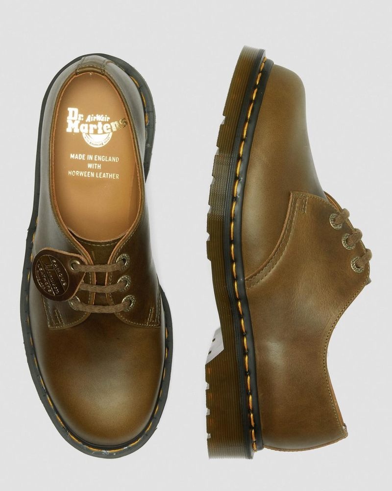 Zapatos Dr Martens 1461 Made in England Denver Cuero Oxford Shoes (Denver Veg Tan) Verde Oliva | AU68-H6HE