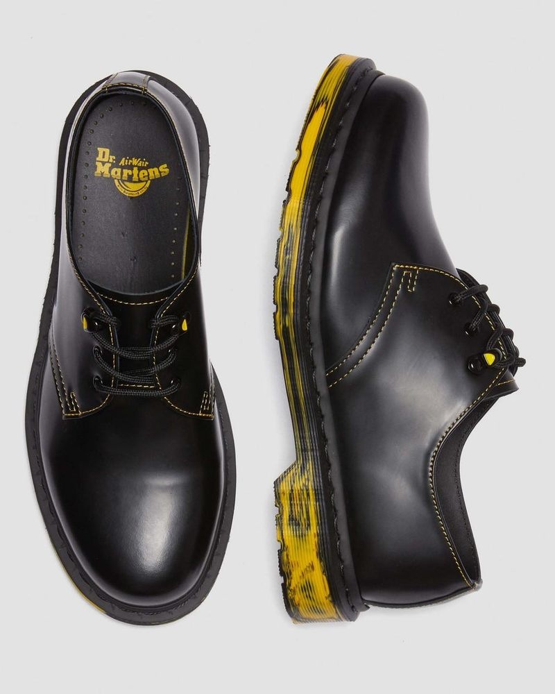 Zapatos Dr Martens 1461 Marbled Sole Cuero Oxford Shoes (Smooth Cuero) Negras | TC73-X8DG