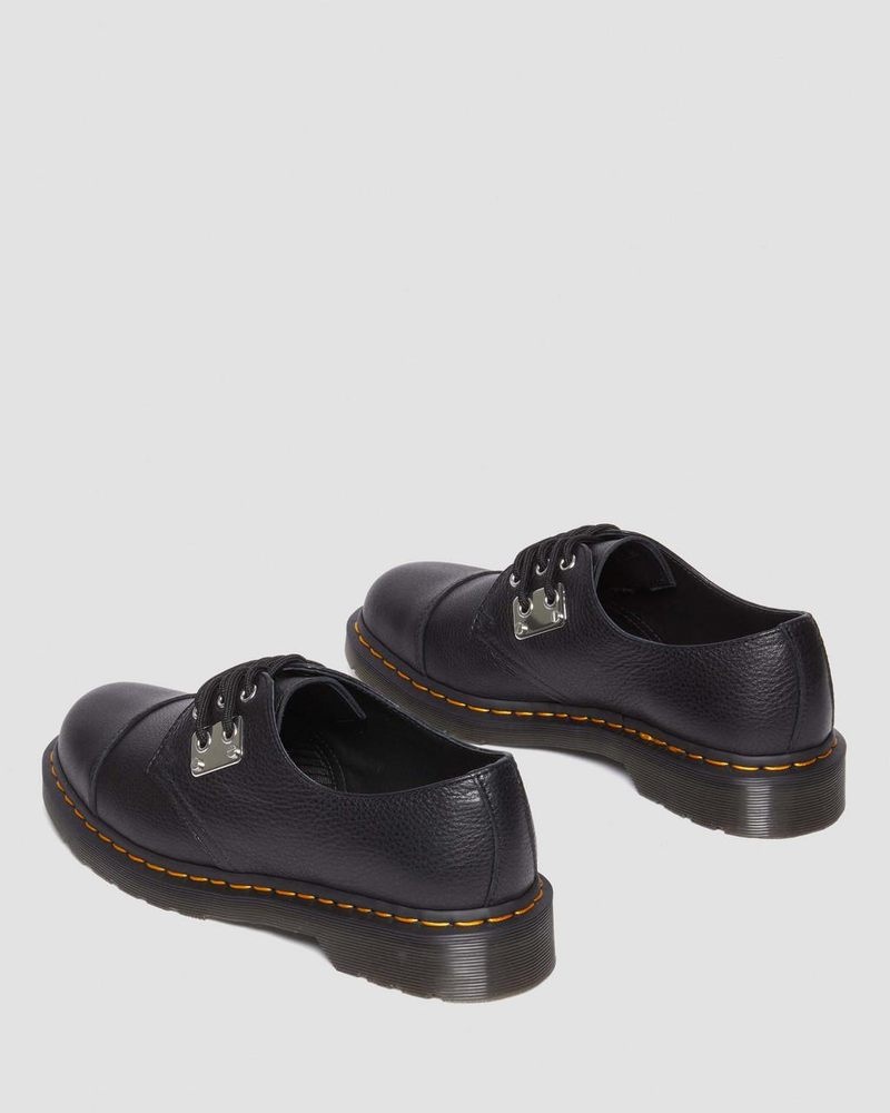 Zapatos Dr Martens 1461 Puntera Plate Lunar Cuero Oxford Shoes (Milled Nappa) Negras | BI80-U5HK