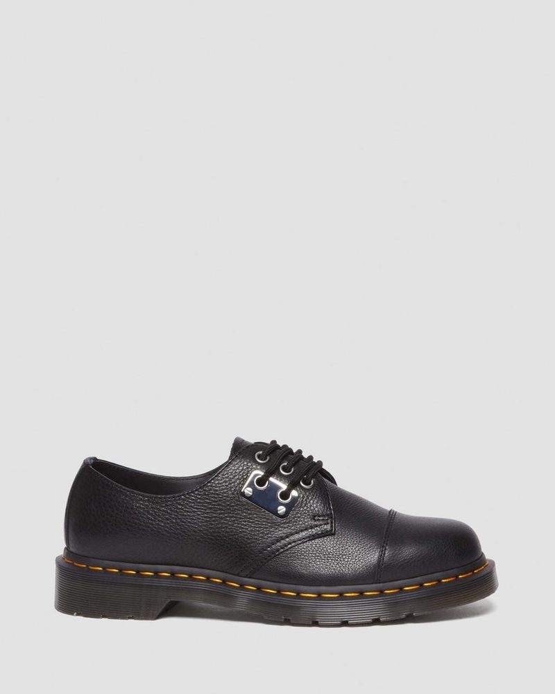 Zapatos Dr Martens 1461 Puntera Plate Lunar Cuero Oxford Shoes (Milled Nappa) Negras | BI80-U5HK