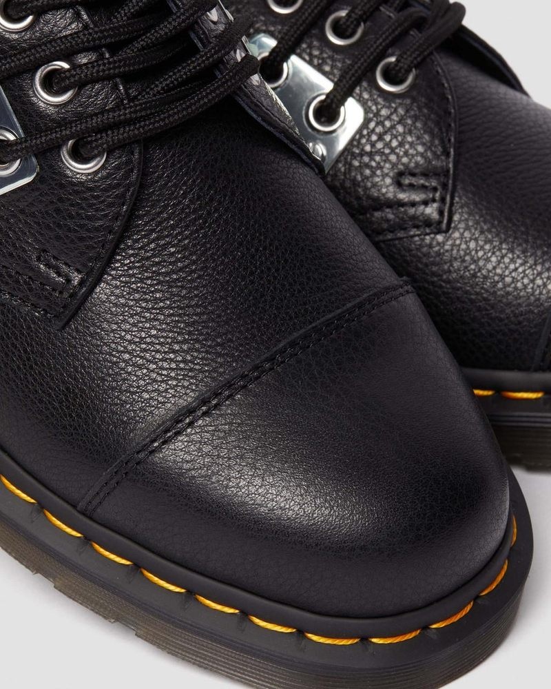 Zapatos Dr Martens 1461 Puntera Plate Lunar Cuero Oxford Shoes (Milled Nappa) Negras | BI80-U5HK