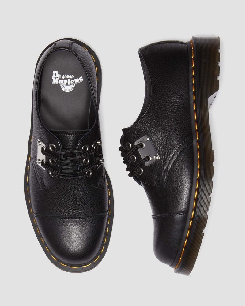 Zapatos Dr Martens 1461 Puntera Plate Lunar Cuero Oxford Shoes (Milled Nappa) Negras | BI80-U5HK