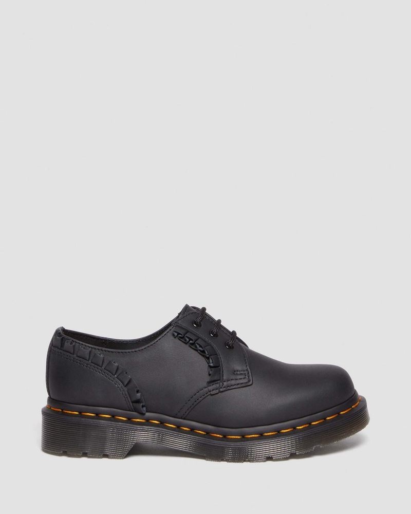 Zapatos Dr Martens 1461 - Frill Nappa Cuero Oxford Shoes (Nappa Cuero) Negras | XQ91-T4OZ