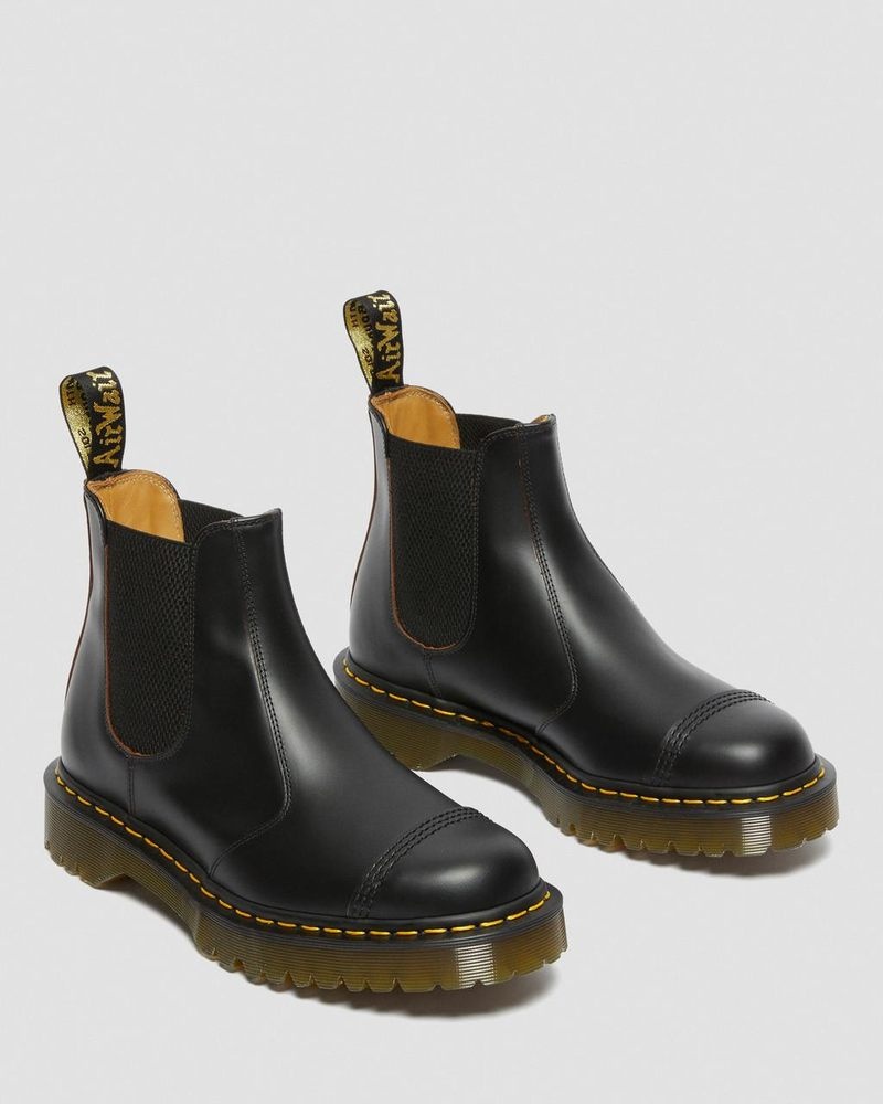 Zapatos Dr Martens 2976 Bex Made in England Puntera Cap Chelsea Boots (Quilon) Negras | OE35-P2YS