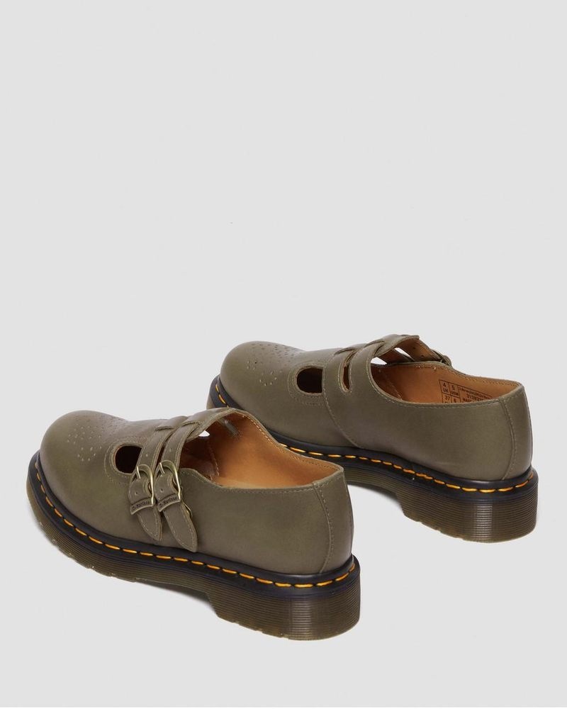 Zapatos Dr Martens 8065 Carrara Cuero Mary Jane Shoes (Carrara) Verde Oliva | QW41-W4CP