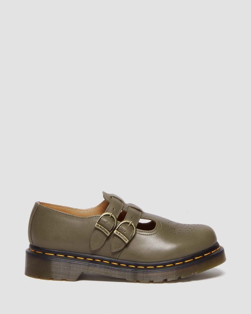 Zapatos Dr Martens 8065 Carrara Cuero Mary Jane Shoes (Carrara) Verde Oliva | QW41-W4CP