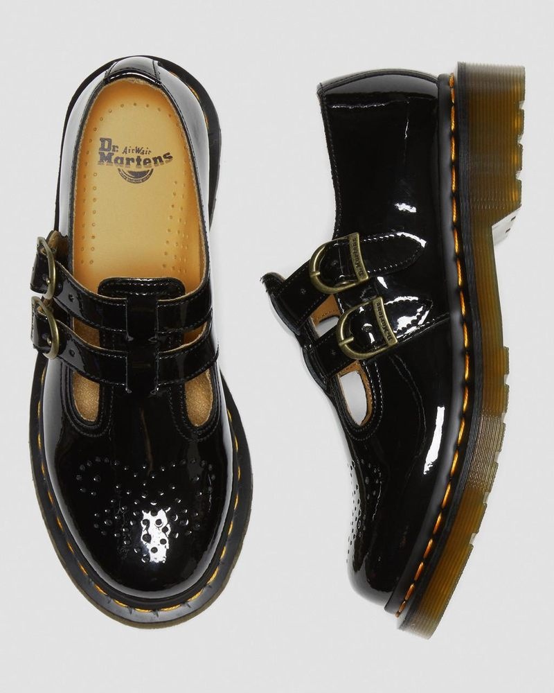 Zapatos Dr Martens 8065 Charol Cuero Mary Jane Shoes (Charol Cuero) Negras | EG28-E6MI