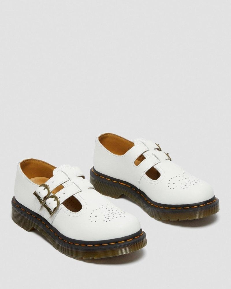 Zapatos Dr Martens 8065 Smooth Cuero Mary Jane Shoes (Smooth Cuero) Blancas | BF02-P9GM