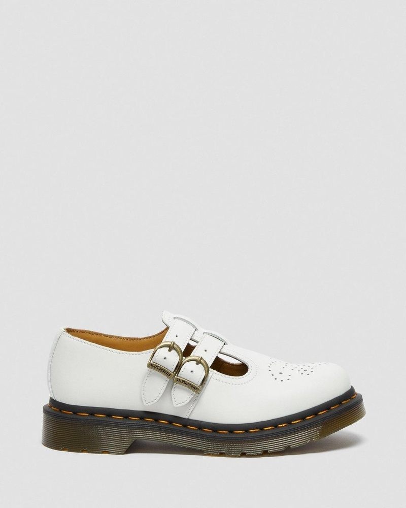 Zapatos Dr Martens 8065 Smooth Cuero Mary Jane Shoes (Smooth Cuero) Blancas | BF02-P9GM