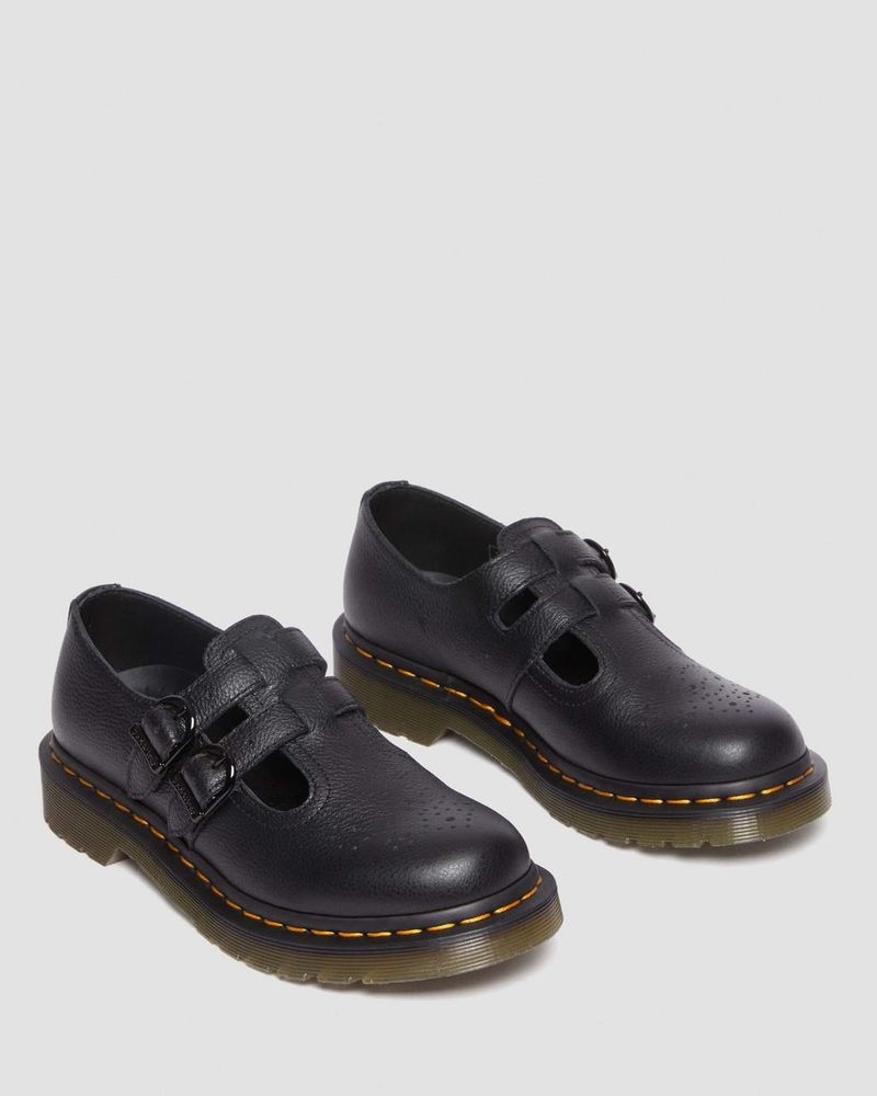 Zapatos Dr Martens 8065 Virginia Cuero Mary Jane Shoes (Virginia) Negras | RU54-T4LP