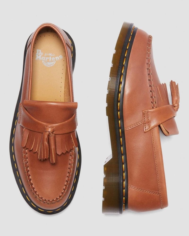 Zapatos Dr Martens Adrian Carrara Cuero Tassel Loafers (Carrara) Saddle Tan | YI51-A3BV