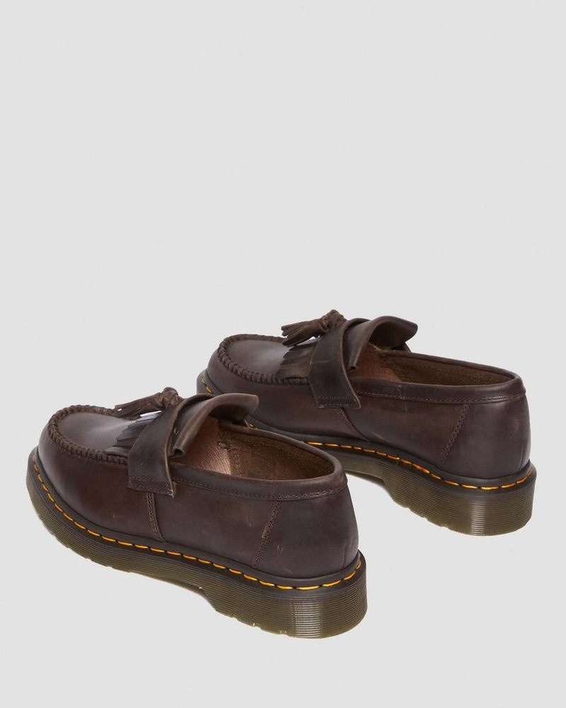 Zapatos Dr Martens Adrian Crazy Horse Cuero Tassel Loafers (Crazy Horse) Marrones Oscuro | DY47-U5OP