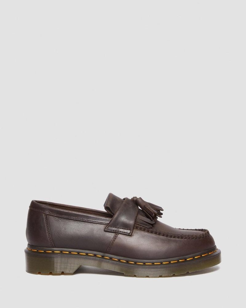 Zapatos Dr Martens Adrian Crazy Horse Cuero Tassel Loafers (Crazy Horse) Marrones Oscuro | DY47-U5OP