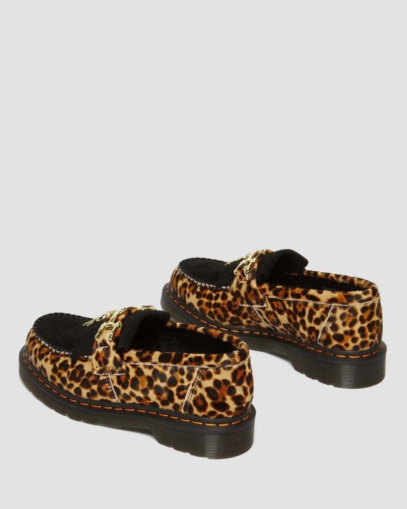 Zapatos Dr Martens Adrian Hair-On Leopard Print Snaffle Loafers (Hair On+Desert Oasis Gamuza) Leopardo Negras | XZ67-L9VK