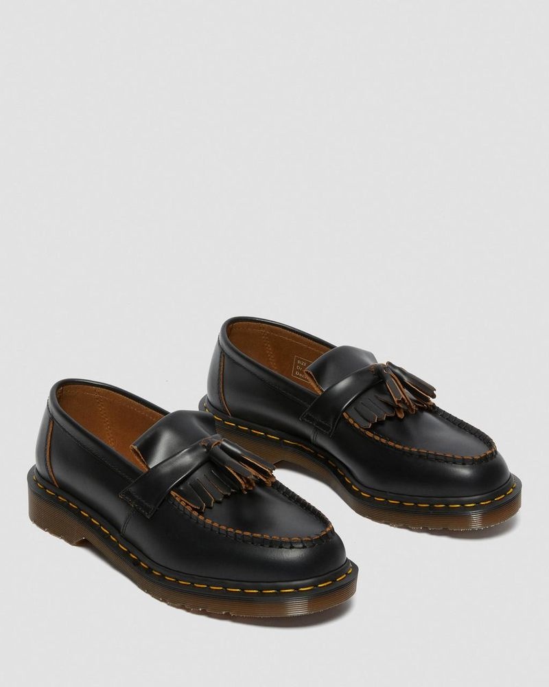 Zapatos Dr Martens Adrian Made in England Quilon Cuero Tassel Loafers (Quilon) Negras | MZ05-K7ER