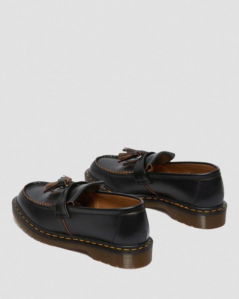 Zapatos Dr Martens Adrian Made in England Quilon Cuero Tassel Loafers (Quilon) Negras | MZ05-K7ER