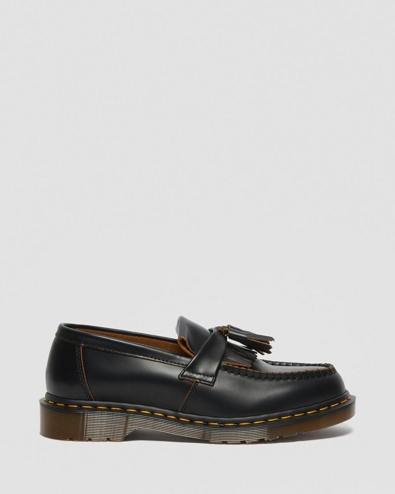 Zapatos Dr Martens Adrian Made in England Quilon Cuero Tassel Loafers (Quilon) Negras | MZ05-K7ER