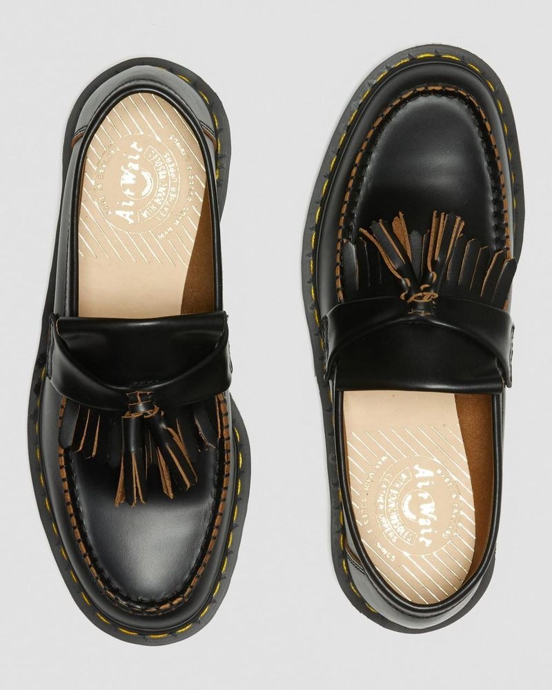 Zapatos Dr Martens Adrian Made in England Quilon Cuero Tassel Loafers (Quilon) Negras | MZ05-K7ER