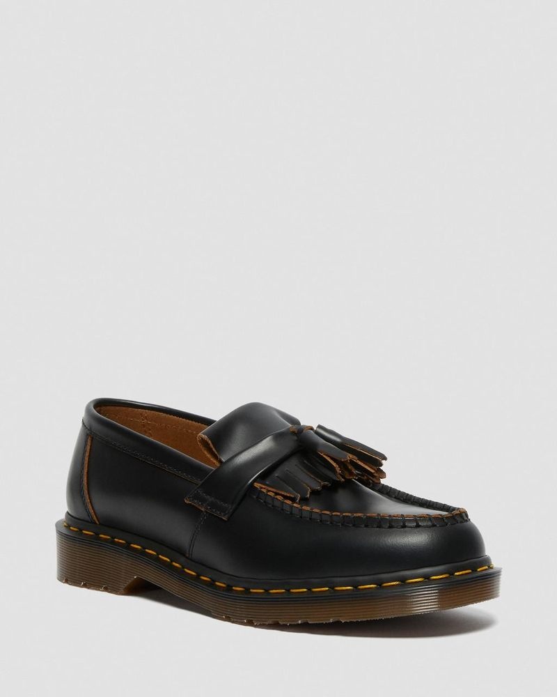 Zapatos Dr Martens Adrian Made in England Quilon Cuero Tassel Loafers (Quilon) Negras | MZ05-K7ER