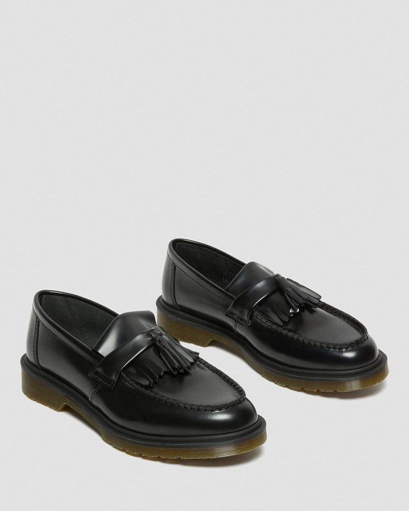 Zapatos Dr Martens Adrian Smooth Cuero Tassel Loafers (Polished Smooth) Negras | IP13-H4OJ