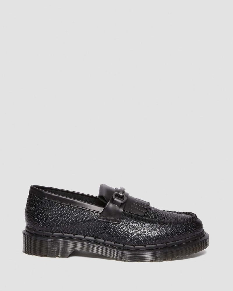 Zapatos Dr Martens Adrian Snaffle Pebble Grain Cuero Kiltie Loafers Negras | NL04-Q9GM