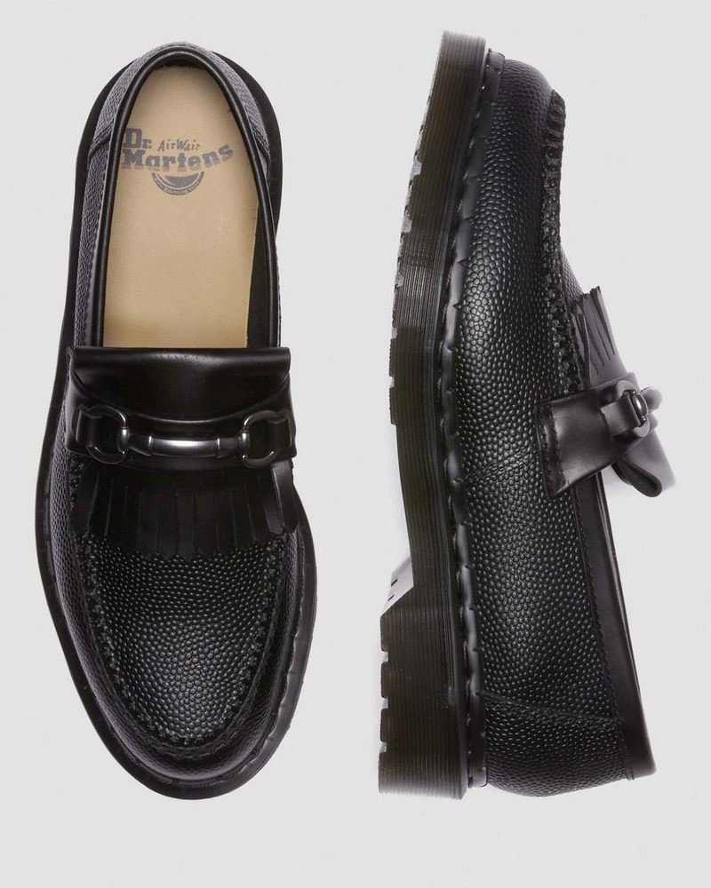 Zapatos Dr Martens Adrian Snaffle Pebble Grain Cuero Kiltie Loafers Negras | NL04-Q9GM