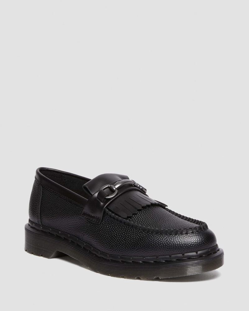 Zapatos Dr Martens Adrian Snaffle Pebble Grain Cuero Kiltie Loafers Negras | NL04-Q9GM