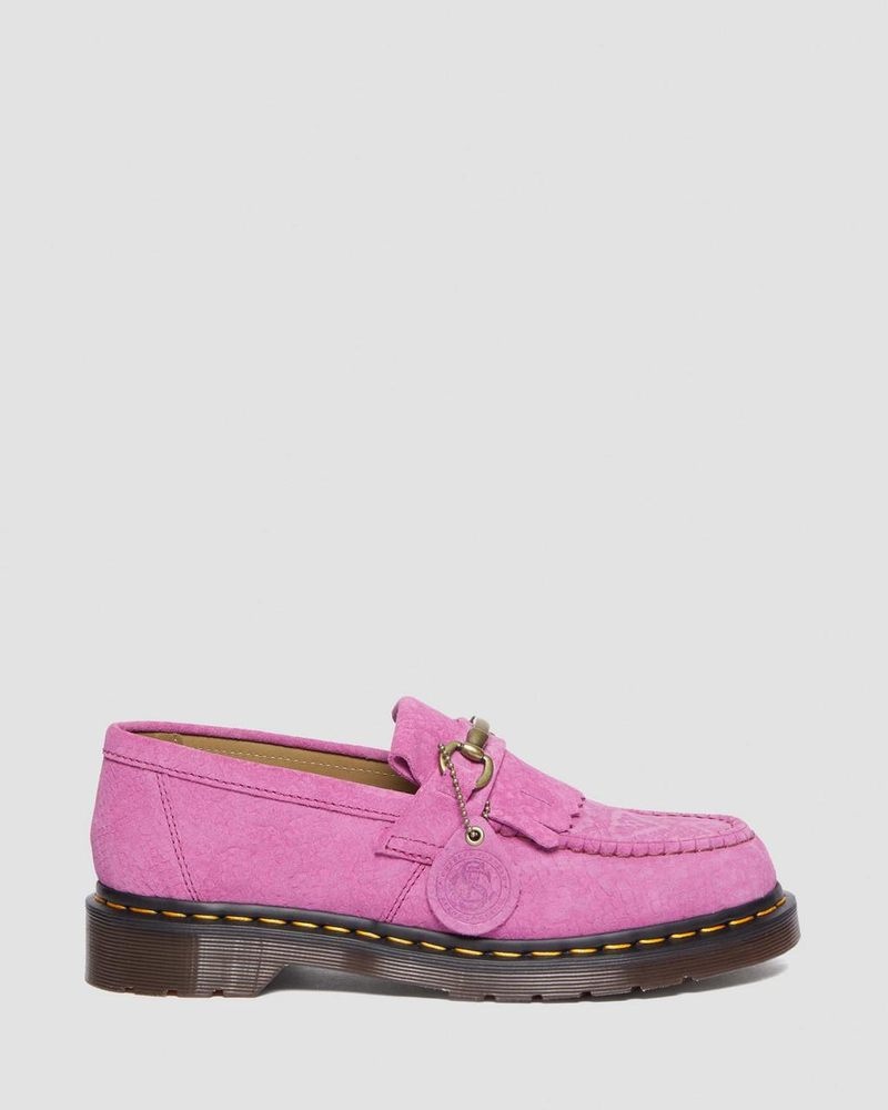 Zapatos Dr Martens Adrian Snaffle Repello Emboss Gamuza Kiltie Loafers (Repello Calf Gamuza Python Emboss) Rosas | JX13-U7MQ