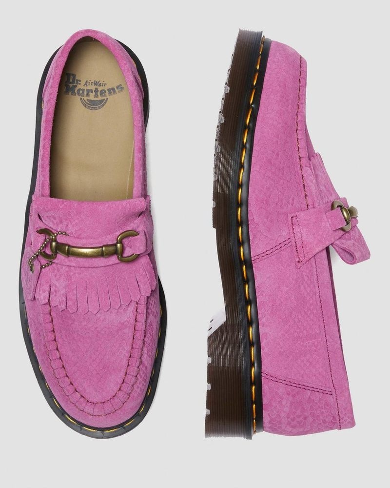 Zapatos Dr Martens Adrian Snaffle Repello Emboss Gamuza Kiltie Loafers (Repello Calf Gamuza Python Emboss) Rosas | JX13-U7MQ