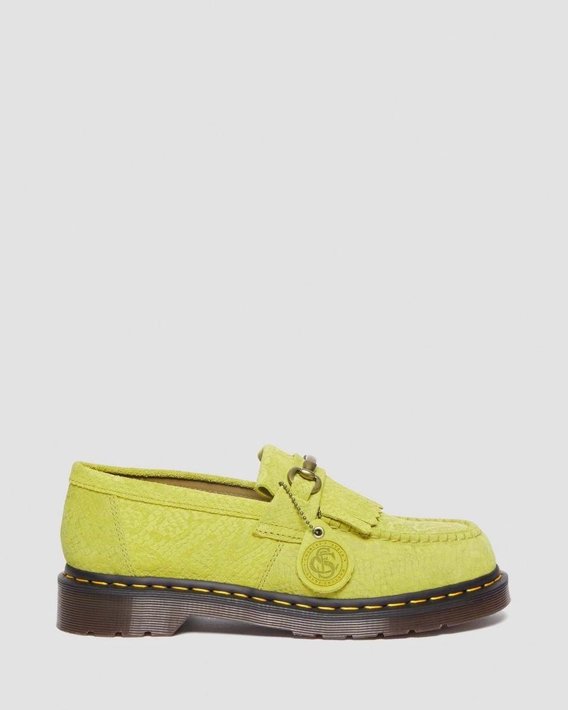 Zapatos Dr Martens Adrian Snaffle Repello Emboss Gamuza Kiltie Loafers (Repello Calf Gamuza Python Emboss) Verde | UD76-I2AX