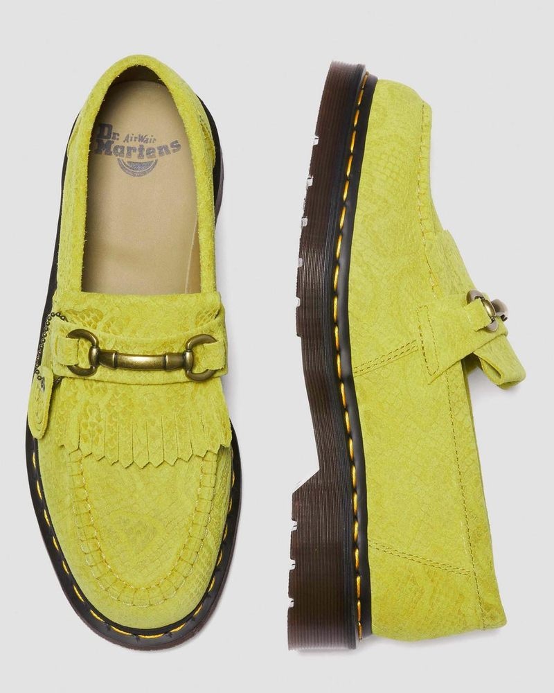 Zapatos Dr Martens Adrian Snaffle Repello Emboss Gamuza Kiltie Loafers (Repello Calf Gamuza Python Emboss) Verde | UD76-I2AX