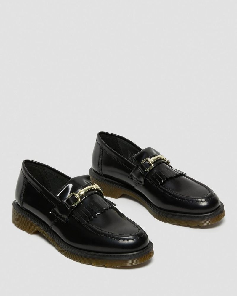 Zapatos Dr Martens Adrian Snaffle Smooth Cuero Kiltie Loafers (Polished Smooth) Negras | KQ05-S5VT