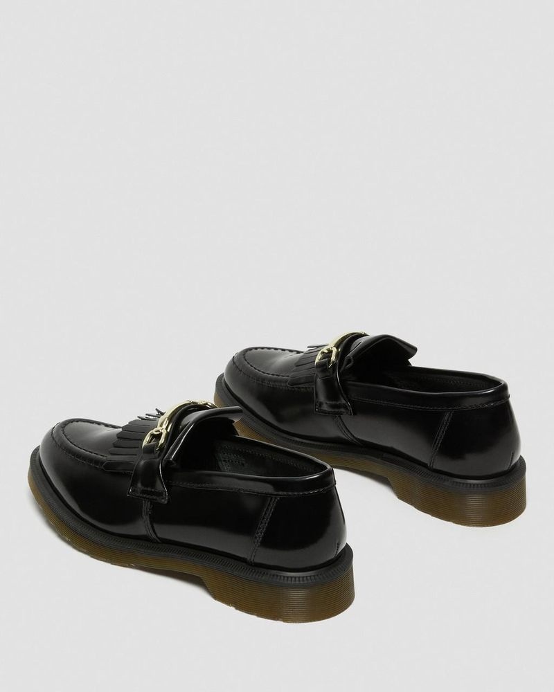 Zapatos Dr Martens Adrian Snaffle Smooth Cuero Kiltie Loafers (Polished Smooth) Negras | KQ05-S5VT