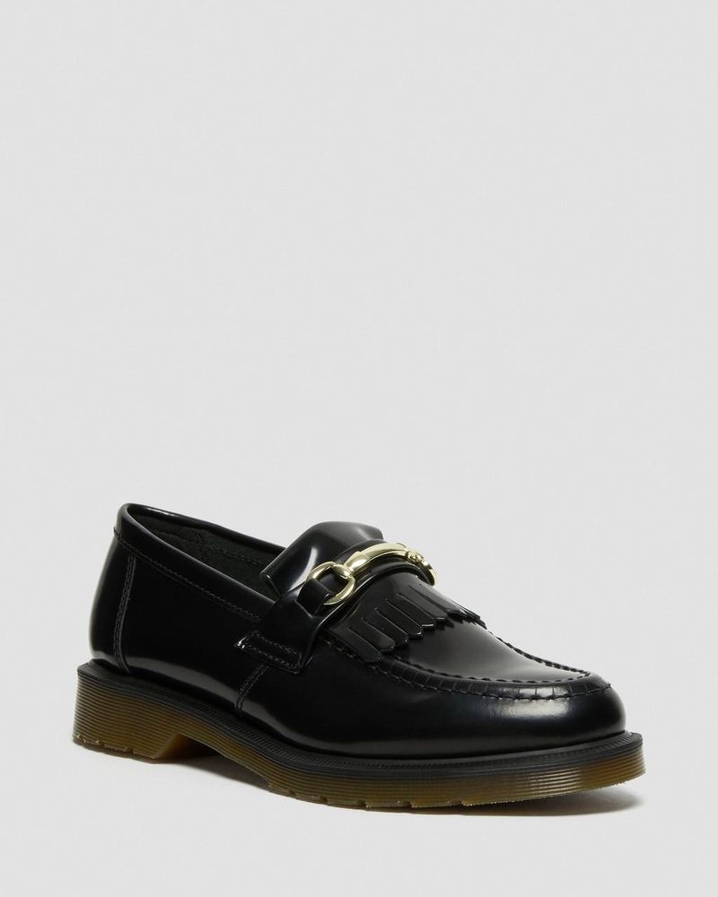 Zapatos Dr Martens Adrian Snaffle Smooth Cuero Kiltie Loafers (Polished Smooth) Negras | KQ05-S5VT