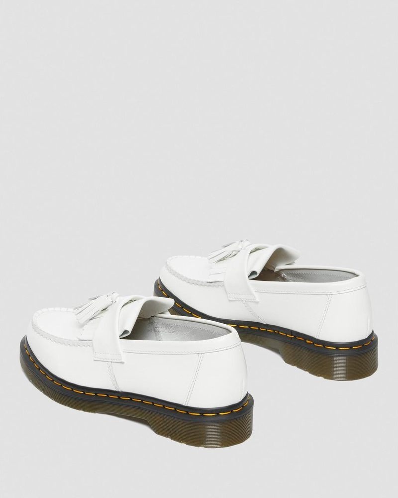 Zapatos Dr Martens Adrian Yellow Stitch Cuero Tassel Loafers (Smooth Cuero) Blancas | WV44-D0VH