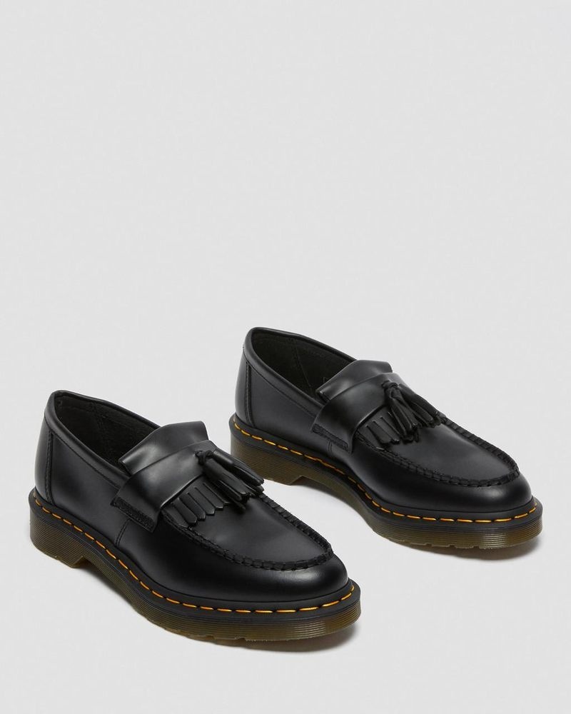 Zapatos Dr Martens Adrian Yellow Stitch Cuero Tassel Loafers (Smooth Cuero) Negras | RE31-I3RS