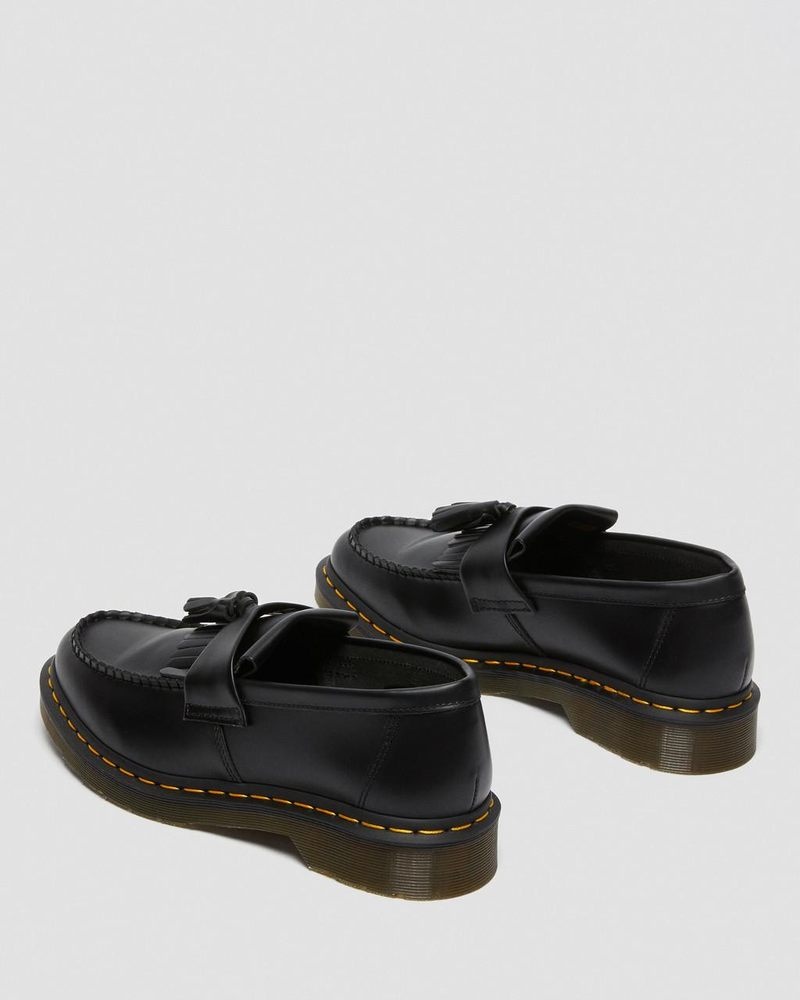 Zapatos Dr Martens Adrian Yellow Stitch Cuero Tassel Loafers (Smooth Cuero) Negras | RE31-I3RS