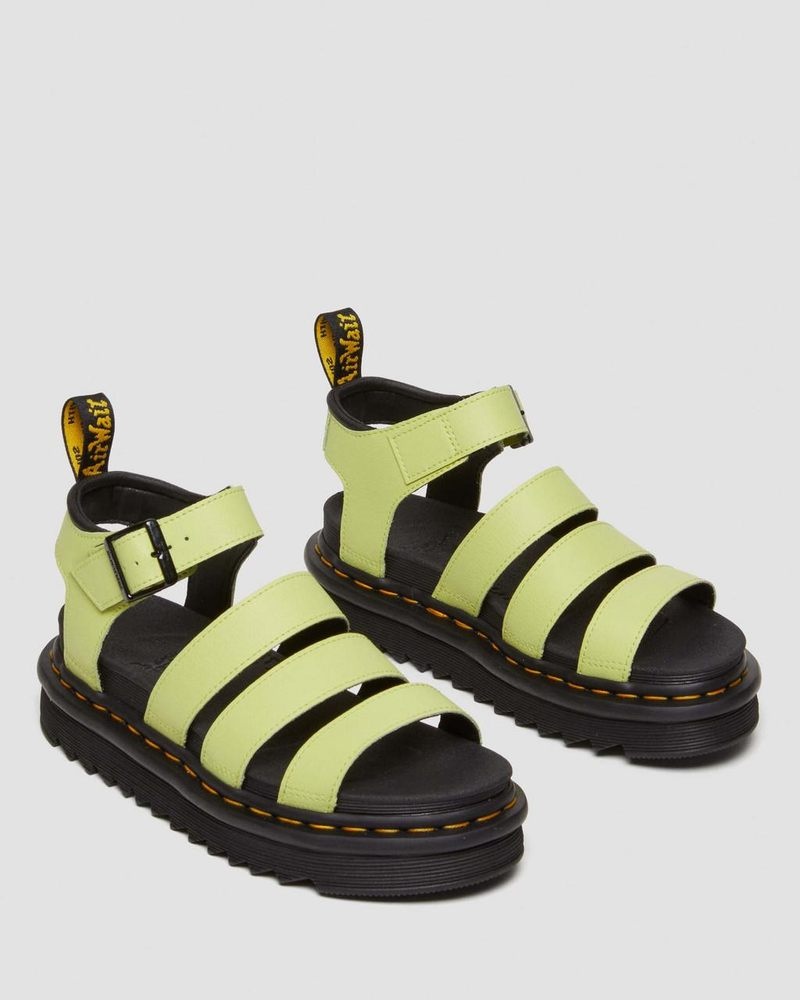 Zapatos Dr Martens Blaire Athena Cuero Correa Sandals (Athena) Verde | BJ89-A7PV