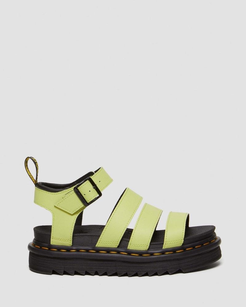 Zapatos Dr Martens Blaire Athena Cuero Correa Sandals (Athena) Verde | BJ89-A7PV